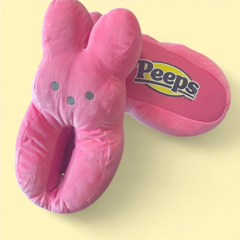 NEW Pink Peeps Bunny Slippers Women's L 9-10 Plush Halloween Costume Candy Treat